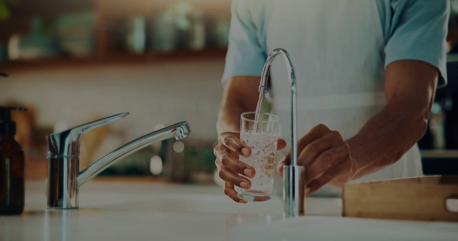 Glass filling with water