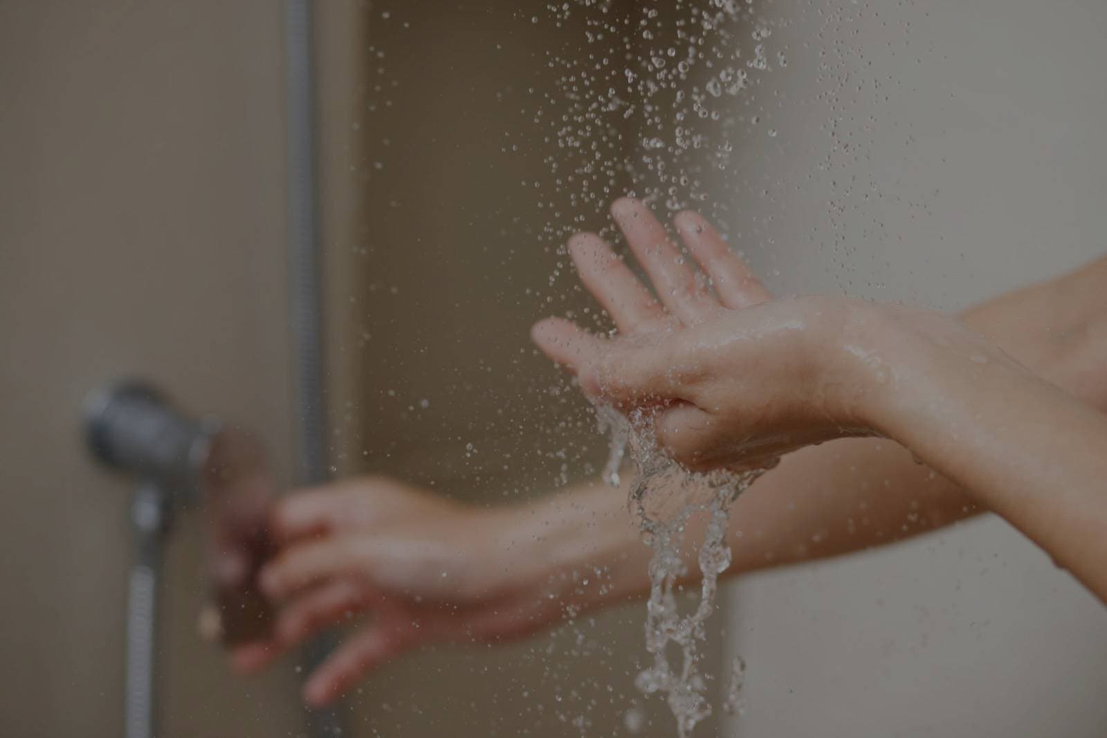 Soft water hands in shower